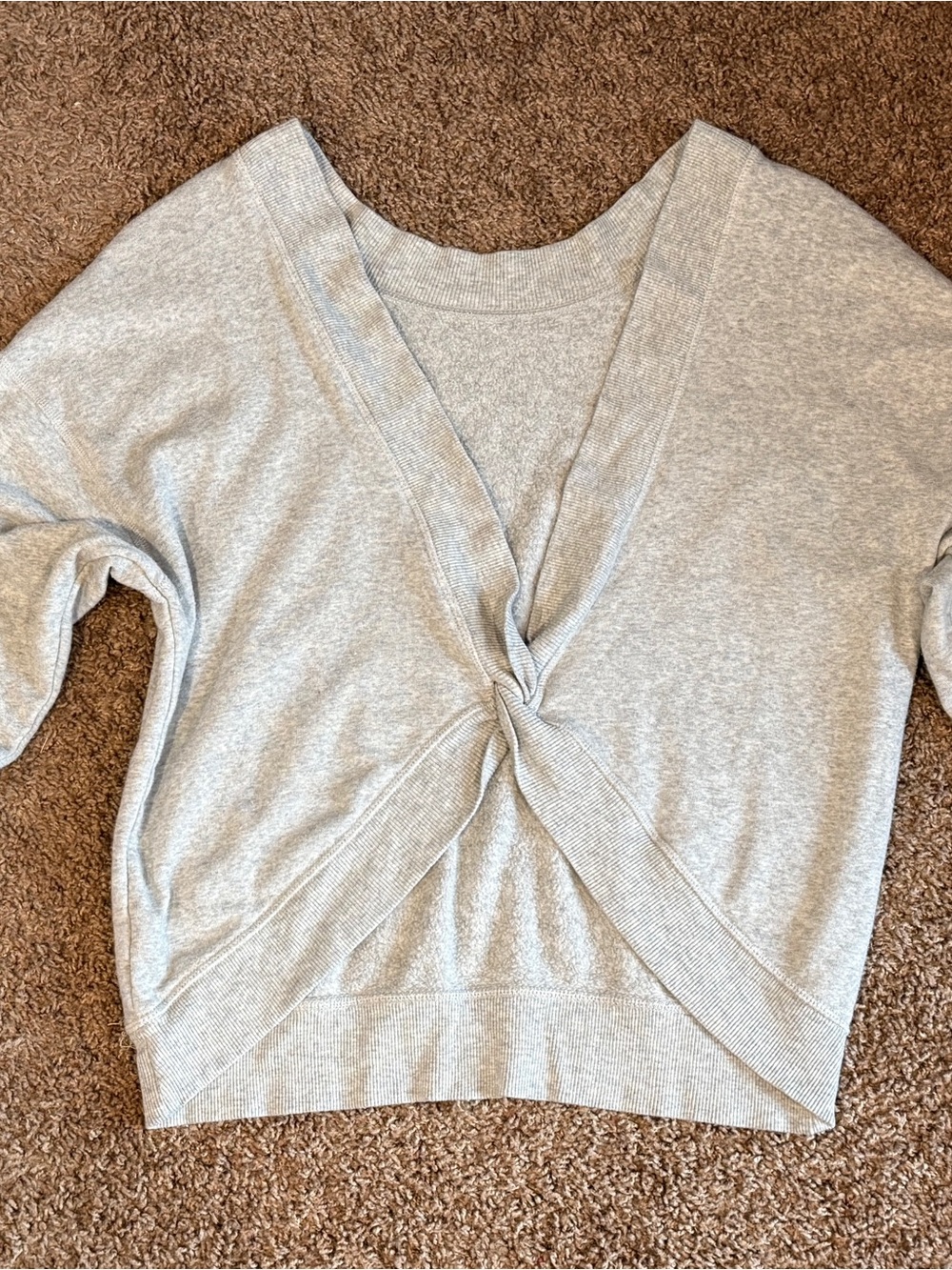 OFFLINE by Aerie Heather Gray Twist Back Fleece Sweatshirt Medium